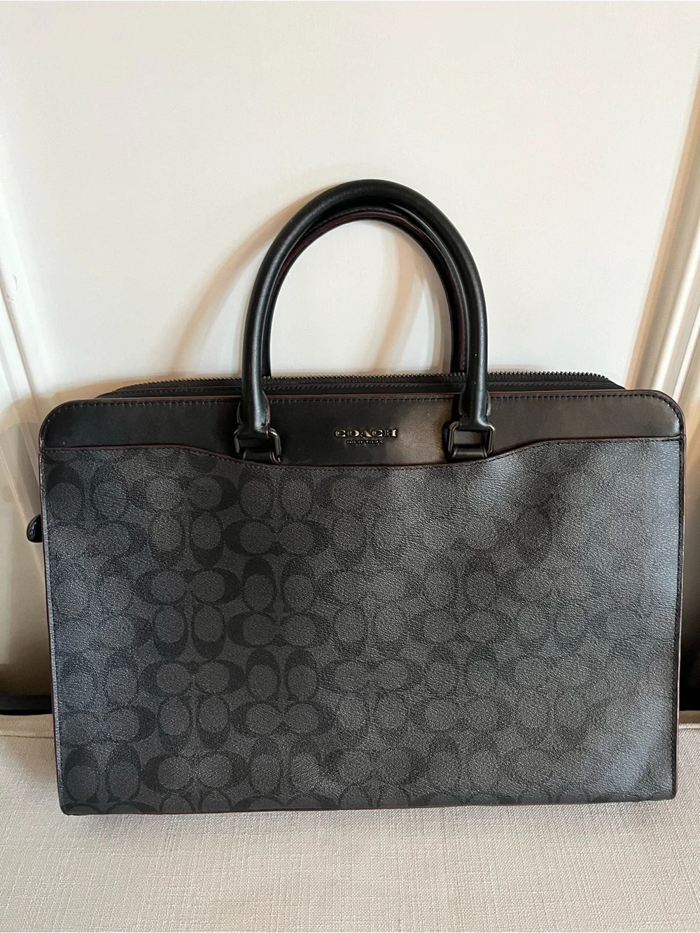 Coach Men's Charcoal/Black Signature Briefcase (NWT)